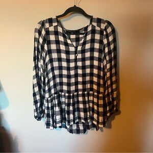 American Eagle Outfitters Black and White Plaid Blouse